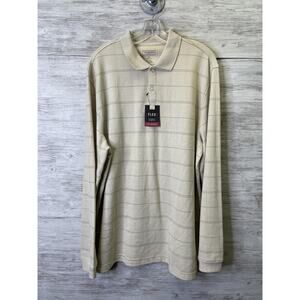 Van Heusen Polo Shirt Mens XL Check Long Sleeve Flex Classic Fit Golf Casual